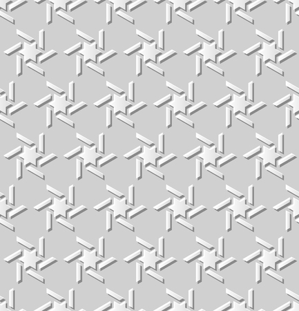 3D white paper art Islamic geometry cross pattern seamless background, Vector stylish decoration pattern background for web banner greeting card designのイラスト素材