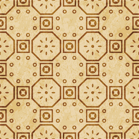 Retro brown cork texture grunge seamless background Polygon Square Round Frame Flowerのイラスト素材