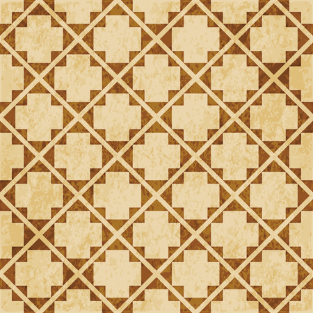 Retro brown cork texture grunge seamless background triangle check diamond cross frameのイラスト素材