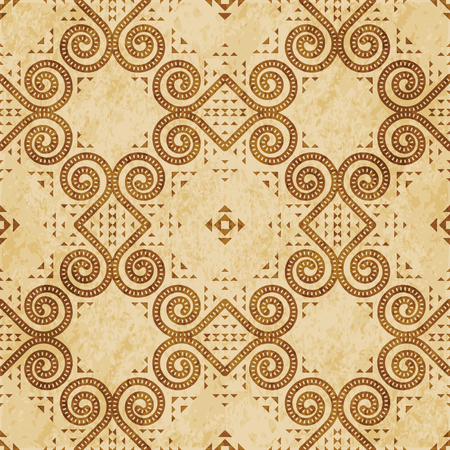 Retro brown cork texture grunge seamless background round spiral curve vortex triangle frameのイラスト素材