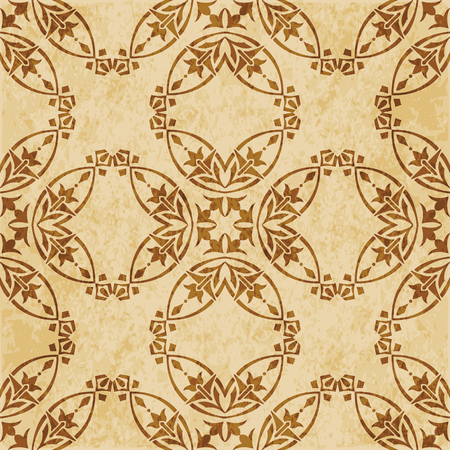 Retro brown cork texture grunge seamless background curve round cross vine flowerのイラスト素材