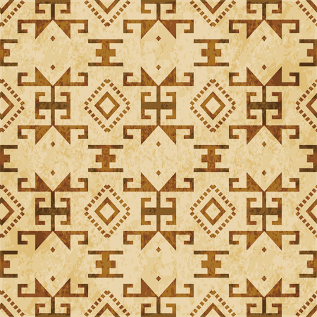 Retro brown cork texture grunge seamless background check spiral geometry polygon dot line frameのイラスト素材