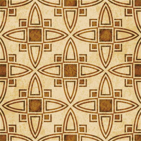 Retro brown cork texture grunge seamless background Curve Cross Square Frame Geometryのイラスト素材