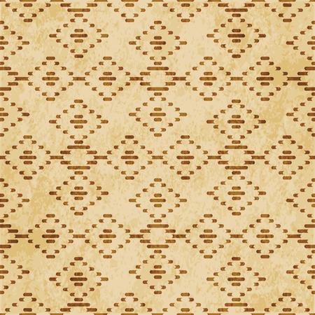Retro brown cork texture grunge seamless background check diamond cross line frameのイラスト素材