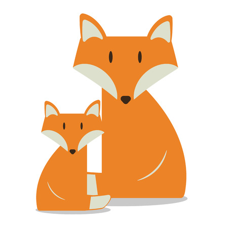 Vector nursery cute wild mammal animal foxのイラスト素材
