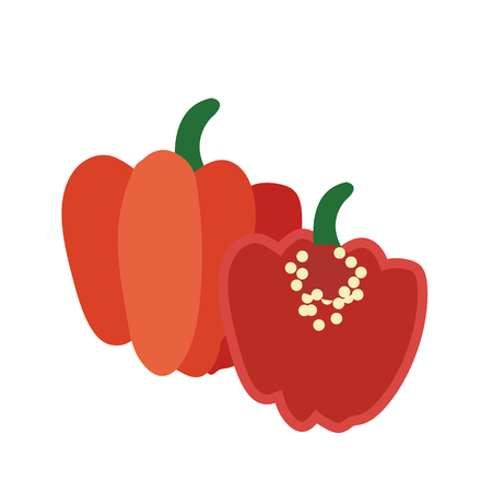Nature organic vegetable Red Scotch bonnet pepper, healthy vector colorful food vegetable spice ingredient.のイラスト素材