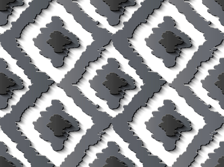Seamless relief sculpture decoration retro pattern hand drawn gray check geometry cross. Ideal for greeting card or backdrop template designのイラスト素材