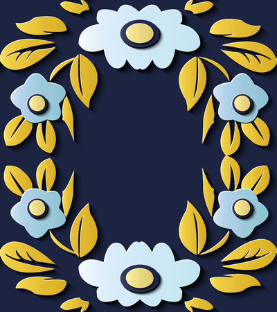 Seamless relief sculpture decoration retro pattern elegant gold leaf blue flower. Ideal for greeting card or backdrop template designのイラスト素材
