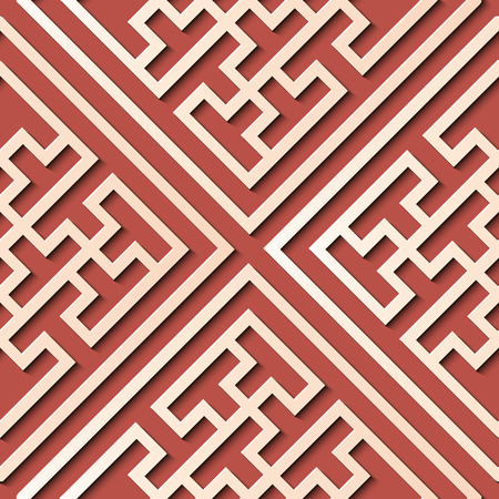 Seamless relief sculpture decoration retro pattern polygon geometry spiral cross frame lattice. Ideal for greeting card or backdrop template designのイラスト素材