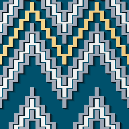 Seamless relief sculpture decoration retro pattern sawtooth triangle wave cross frame line. Ideal for greeting card or backdrop template designのイラスト素材