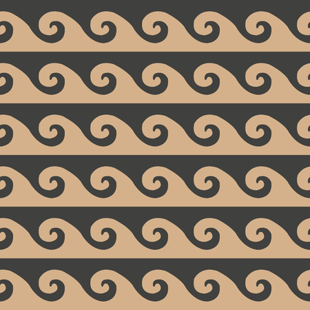 Vector damask seamless retro pattern background spiral vortex cross wave frame line. Elegant luxury brown tone design for wallpapers, backdrops and page fill.のイラスト素材