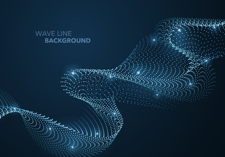 Futuristic abstract wave dot gradient line and illuminated light ball template background. Idea both for print and web promotion design.のイラスト素材