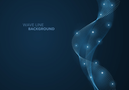 Futuristic abstract wave dot gradient line and illuminated light ball template background. Idea both for print and web promotion design.のイラスト素材