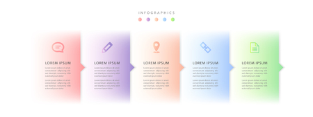Vector infographic design UI template colorful gradient labels and icons. Ideal for business concept presentation banner workflow layout and process diagram.のイラスト素材