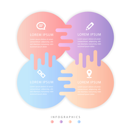 Vector infographic design UI template cross chain colorful gradient labels and icons. Ideal for business concept presentation banner workflow layout and process diagram.のイラスト素材