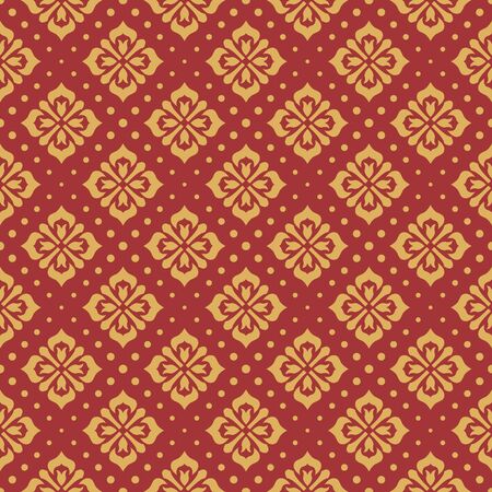Retro vintage Chinese traditional pattern seamless background round dot cross line flowerのイラスト素材