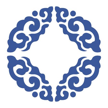 Oriental isolated pattern object spiral curve round crossのイラスト素材