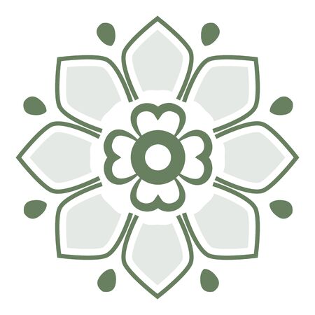 Oriental isolated pattern object spiral round curve cross flowerのイラスト素材