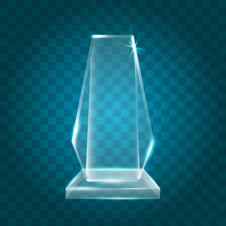 Transparent Shining Blank Vector Acrylic Crystal Glass Trophy Award templateのイラスト素材