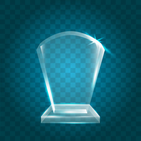 Transparent Shining Blank Vector Acrylic Crystal Glass Trophy Award templateのイラスト素材