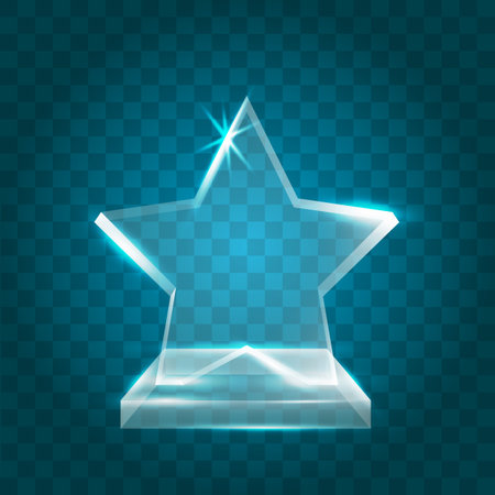 Transparent Shining Blank Vector Acrylic Crystal Glass Trophy Award templateのイラスト素材