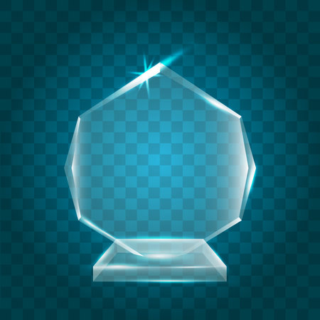 Transparent Shining Blank Vector Acrylic Crystal Glass Trophy Award templateのイラスト素材
