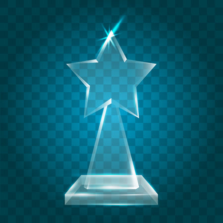 Transparent Shining Blank Vector Acrylic Crystal Glass Trophy Award templateのイラスト素材