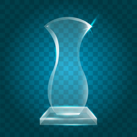 Transparent Shining Blank Vector Acrylic Crystal Glass Trophy Award templateのイラスト素材