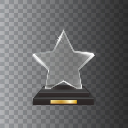 Transparent Realistic Blank Vector Acrylic Glass Trophy Awardのイラスト素材