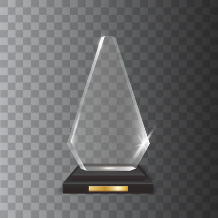 Transparent Realistic Blank Vector Acrylic Glass Trophy Awardのイラスト素材