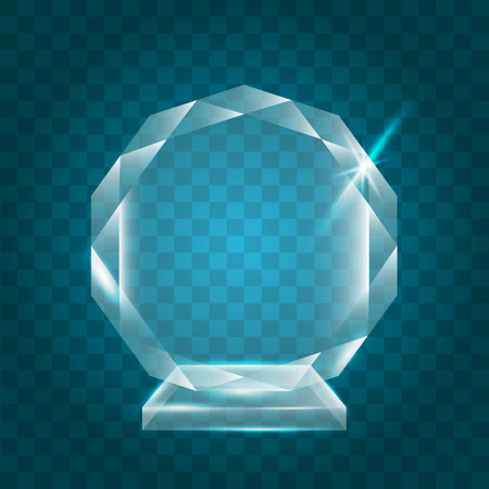 Transparent Shining Blank Vector Acrylic Crystal Glass Trophy Award templateのイラスト素材