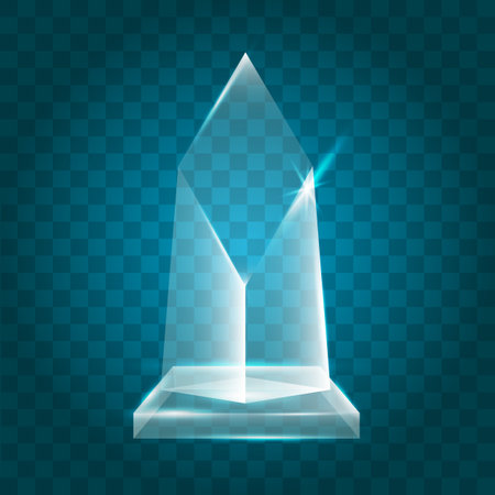 Transparent Shining Blank Vector Acrylic Crystal Glass Trophy Award templateのイラスト素材