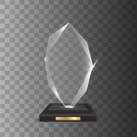 Transparent Realistic Blank Vector Acrylic Glass Trophy Awardのイラスト素材