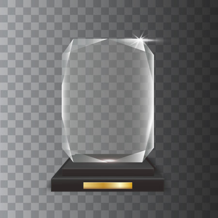 Transparent Realistic Blank Vector Acrylic Glass Trophy Awardのイラスト素材