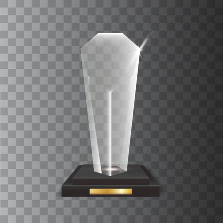 Transparent Realistic Blank Vector Acrylic Glass Trophy Awardのイラスト素材