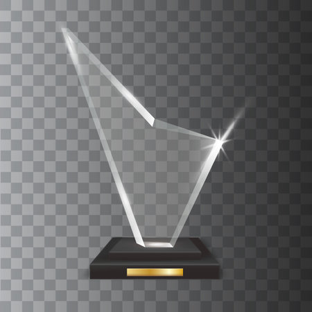 Transparent Realistic Blank Vector Acrylic Glass Trophy Awardのイラスト素材