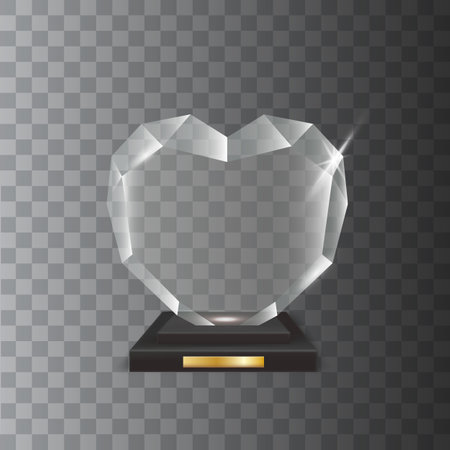 Transparent Realistic Blank Vector Acrylic Glass Trophy Awardのイラスト素材