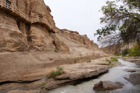 Landscape view of The Yulin Cave in Dunhuang Ggansu China