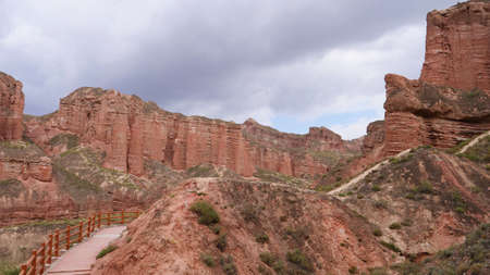 Beautiful landscape view of Binggou Danxia Scenic Area in Sunan Zhangye Gansu Province, China.