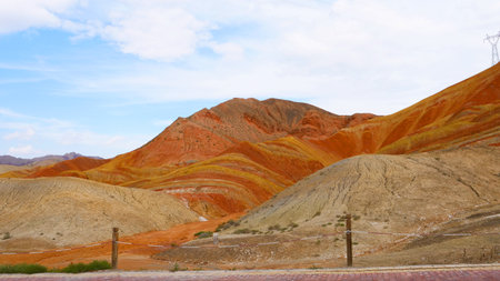 Beautiful nature landscape view of Zhangyei Danxia Landform in Gansu China.