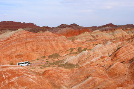 Beautiful nature landscape view of Zhangyei Danxia Landform in Gansu China.