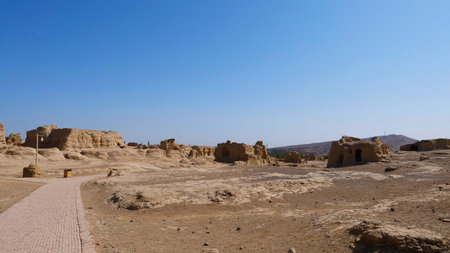 Landscape view of the Ruins of Jiaohe Lying in Xinjiang Province China.の写真素材