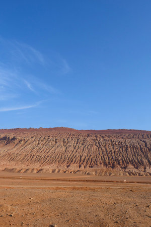 Nature landscape view of the Flaming Mountain in Turpan Xinjiang Province China.の写真素材