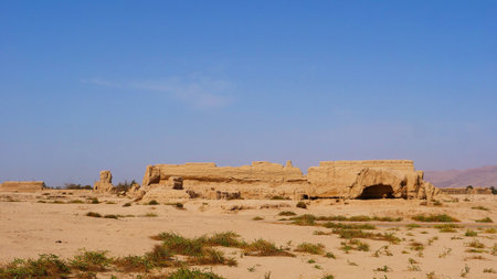 Landscape view of Gaochang Ruins inTurpan Xinjiang Province China.