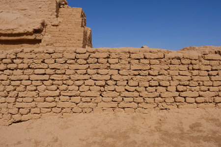 Landscape view of Gaochang Ruins inTurpan Xinjiang Province China.の写真素材
