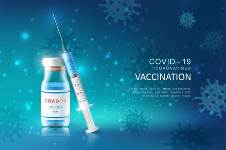 Realistic 3D injection vaccine syringes for global epidemic flu disease background imageのイラスト素材