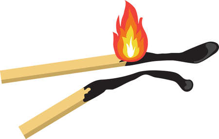 Cartoon isolated vector object matches and fireのイラスト素材