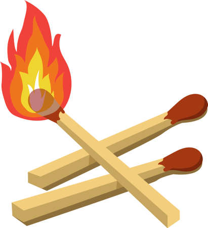 Cartoon isolated vector object matches and fireのイラスト素材