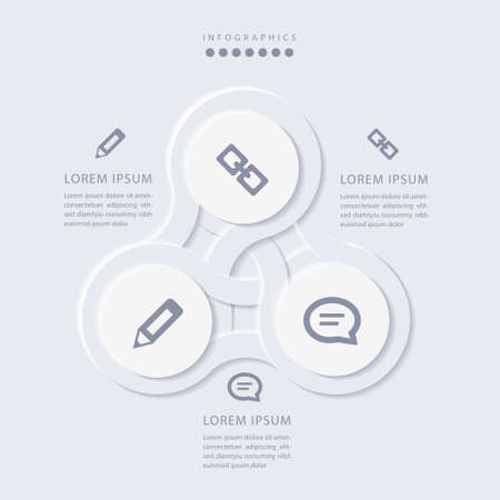 Vector elegant simple refined style infographic design UI template spiral round cross labels and icons. Ideal for business concept presentation banner workflow layout and process diagram.のイラスト素材