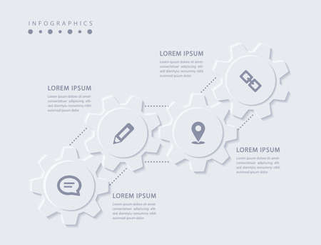 Vector elegant simple refined style infographic design UI template labels and icons. Ideal for business concept presentation banner workflow layout and process diagram.のイラスト素材
